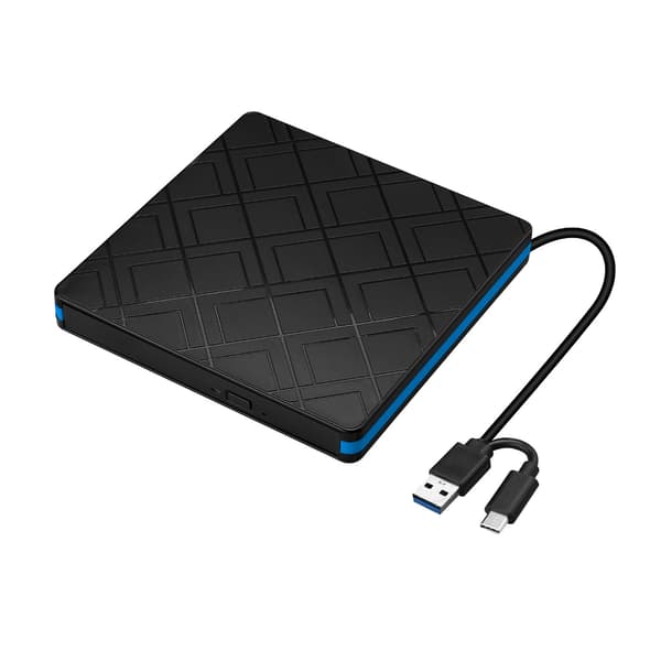 Extern CD/DVD-enhet, Typ-C USB 3.0 Portabel CD-ROM/DVD-RW, Höghastighetsdataöverföring (BLÅ)