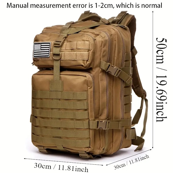 Taktisk utomhusryggsäck med 45 liters kapacitet och Molle-system (Svart)