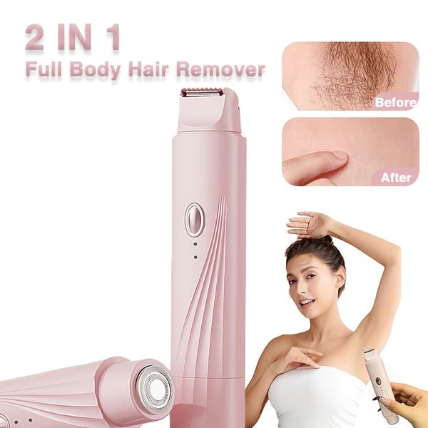 Epilator, 2-i-1 elektrisk barbermaskin for kvinner, bikiniklipper (rosa)