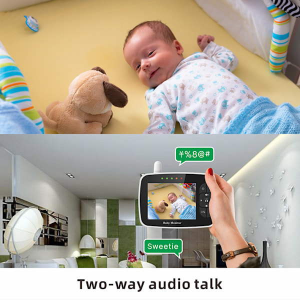 SM935E Baby Monitor 3,5 tums skärm Tvåvägsintercom Temperaturövervakning Infraröd mörkerseende