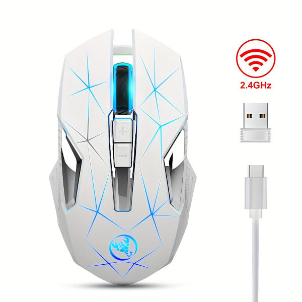 2.4G Trådløs Mus 2400dpi Farvelys USB Plug and Play Mus Egnet til Hjemmespil Kontorcomputer hvid