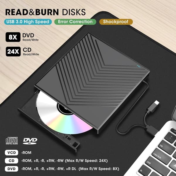 7-i-1 Ekstern DVD/CD-brænder