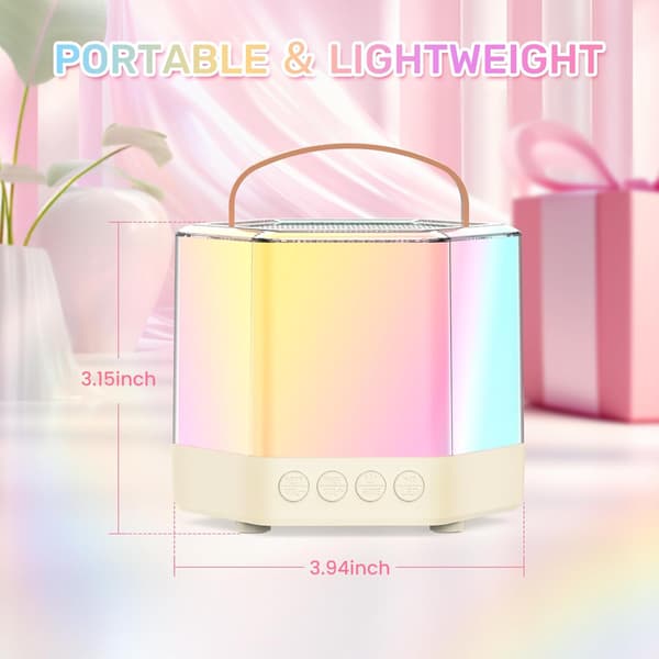 Mini Karaoke-laite lapsille, Bluetooth-kaiutin 2 mikrofonilla (Beige)