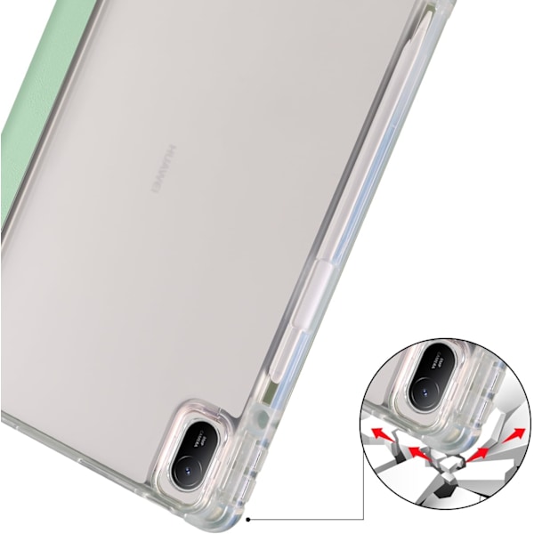 Fullständigt Skydd Transparent Baksida Ställfodral för Xiaomi Redmi Pad Pro 12.1 Tum med Auto Wake/Sleep Funktion Mintgrön