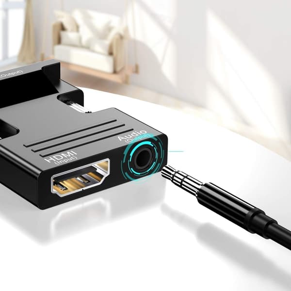 HDMI til VGA konverter med lydport adapter sort