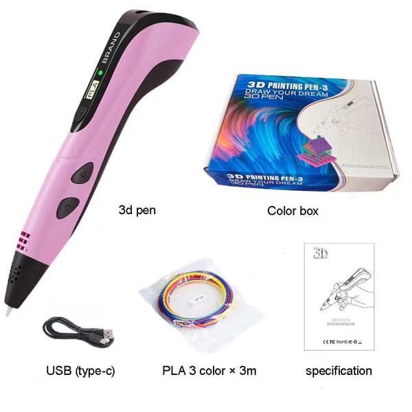 3D-penna med 9 meter PLA-filament (rosa)