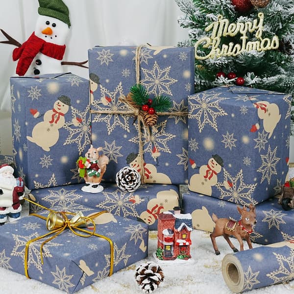Julklappspapper Jul Snögubbe mönsterpapper (43CMX 300CM)