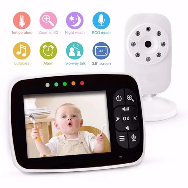 SM35 Babyalarm 3,5 tommer skærm tovejs stemme intercom nattesyn