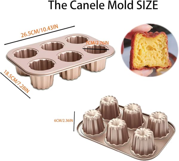 Kageform Kulstofstål non-stick canelé forme