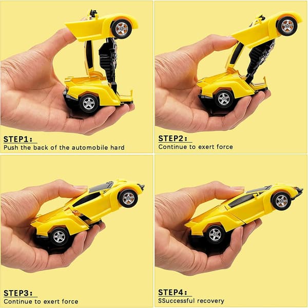 Legetøjsbil Mini Beetle Transformationsrobot er (gul)