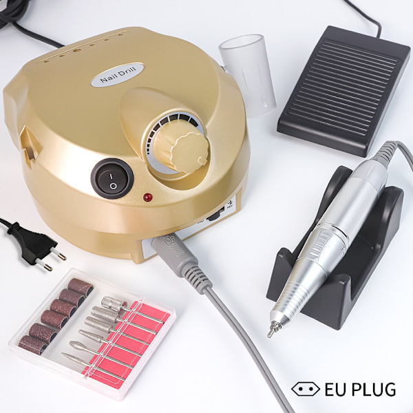 35000RPM Elektrisk Nagelfil, Pedikyr- och Manikyr Nagelset, Nagelstudio hemma Guld