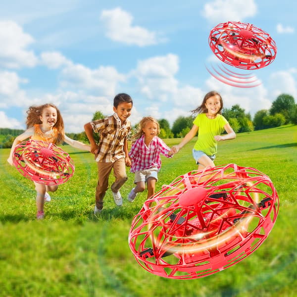 Flygende ball, mini boomerang drone, UFO sensorfly (rød)