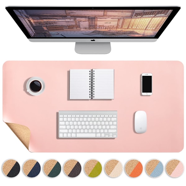 Ekstra stor gaming musemåtte vandtæt tastatur skrivebordsmåtte pink 60x30cm