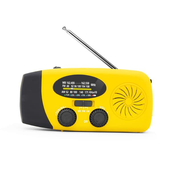Radio med solcelle 2000mah Håndsvinggenerator med lommelygte (Gul)