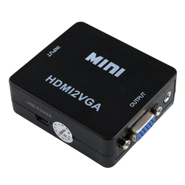 HDMI til VGA konverter HD lydadapter Sort