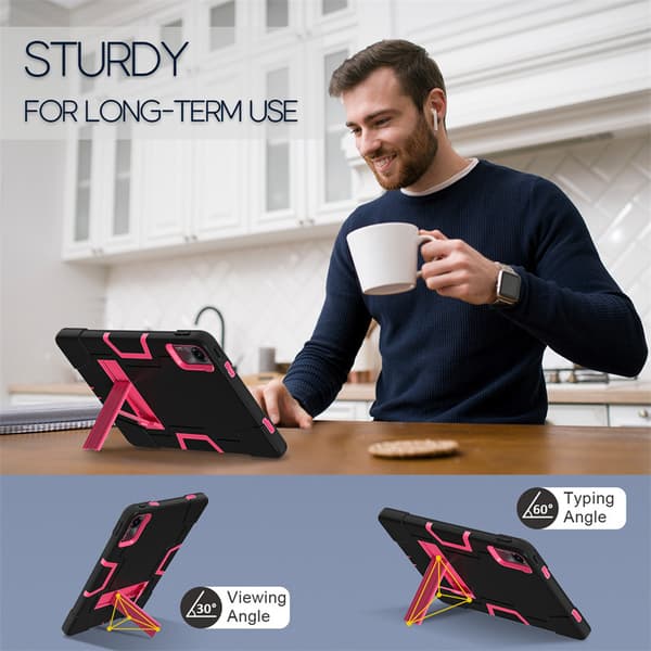 Etui til Xiaomi Redmi Pad Se 11-tommer (Sort-Rose Rød)
