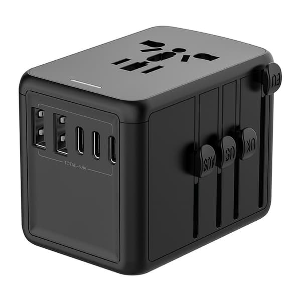 Allt-i-ett Internationell Strömadapter med 2 USB-C / 3 Type C