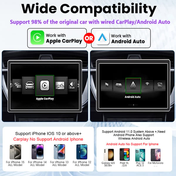 Trådløs CarPlay-adapter 2 i 1 Plug and play, automatisk forbindelse