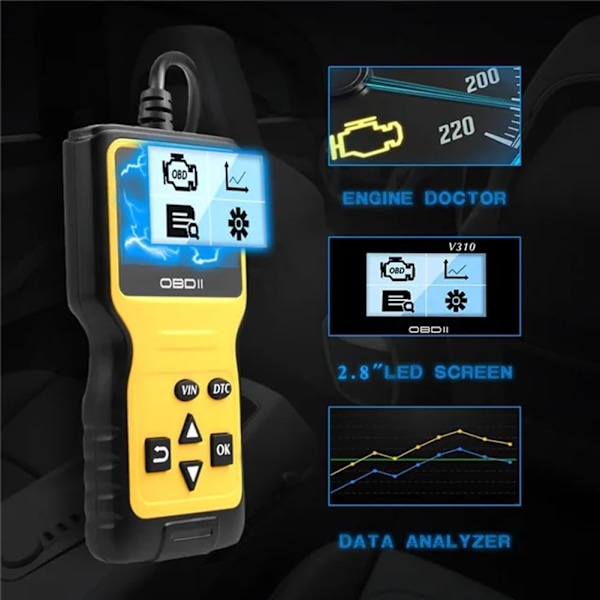 V310 OBD2 Scanner Diagnostisk Kodläsare OBDII EOBD Läsningsverktyg för Alla OBD II Protokoll