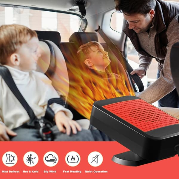 Bilvarmer 12V frontrute defroster og duggfjerner (rød)