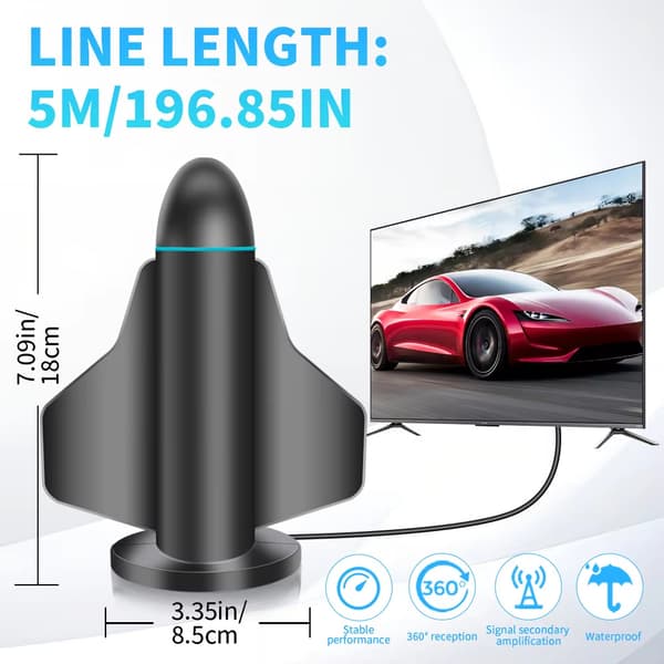 TV Antenne 4K HD DVB-T2 Signalforstærker