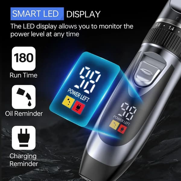 Hårklipper, Trådløs digital display oppladbar barbermaskin (Hvitt sett 2)