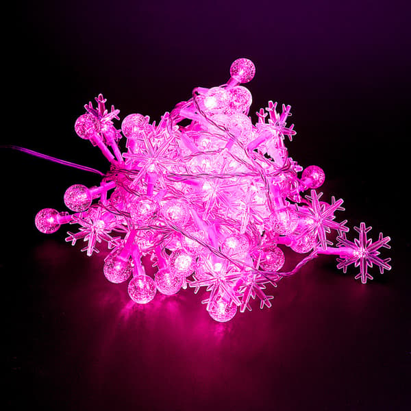 LED lyskæde, Stjerne Boble Kugle lyskæde 6m 40 LED, Julelys (pink)