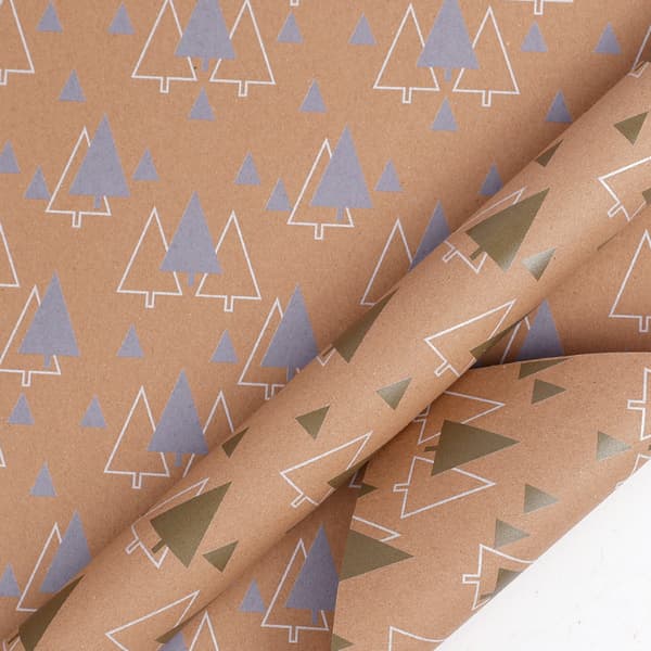 Julklappspapper Dubbelsidigt julgransmönstrat papper (43CMX10M)