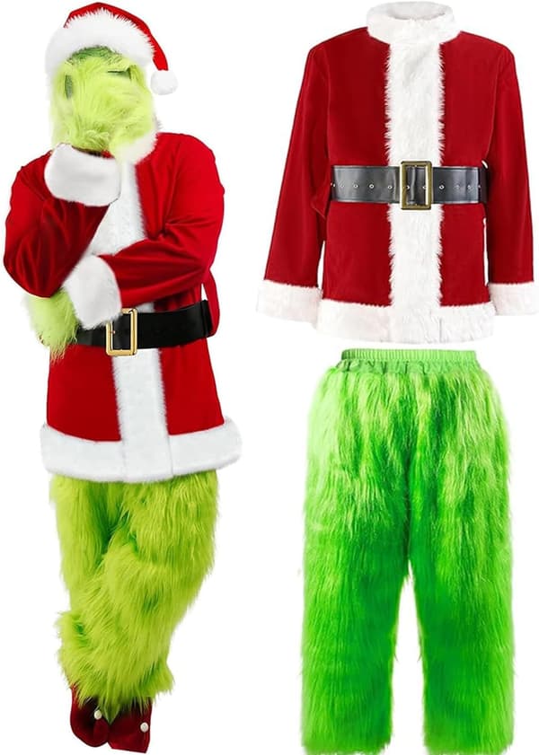 7-delt Grinch Kostume, Jule Cosplay Kostumer - XL