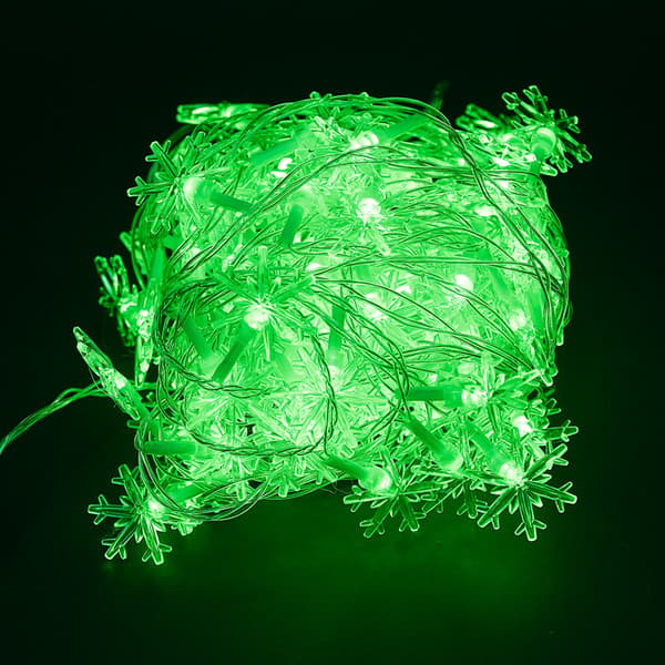 LED lyskæde, Snefnug lyskæde 6m 40 LED, Julelys (green)