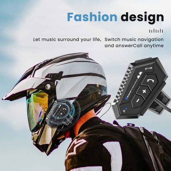 Motorcykelhjelm Intercom Headset BT-12B vandtæt Bluetooth Headset Intercom Støjreduktion