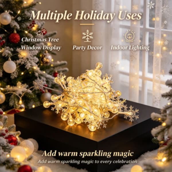 LED lyskæde, Stjerne Boble Kugle lyskæde 6m 40 LED, Julelys (White light)