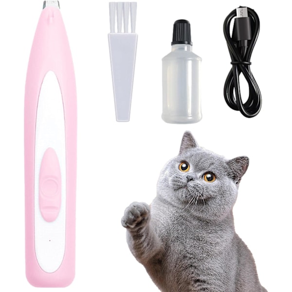 USB Ladattava Hiljainen Lemmikkieläinten Karvatrimmeri LED-valolla Pienille Koirille Kissoille Trimmaus pinkki