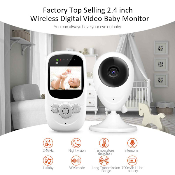 Babyalarm SP880 2,4 tommer LCD-skærm Tovejs stemmeintercom