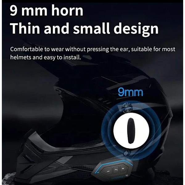 Motorcykel Intercom Headset X6 Svart