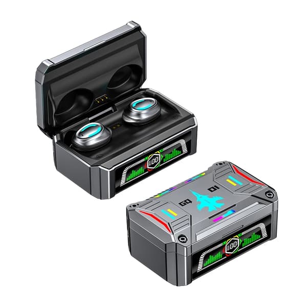 Ægte trådløse Bluetooth hovedtelefoner Stereo Bass Digital Display Touch Control Sort