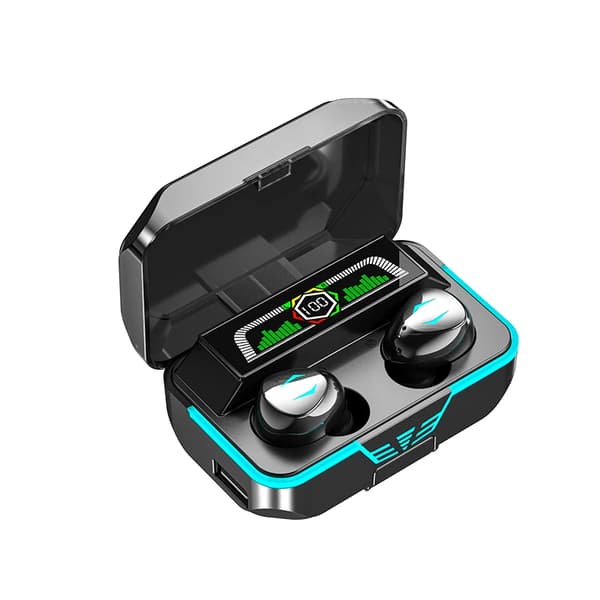 True Wireless Bluetooth Hörlurar AS-03 TWS Touch Trådlös LED Display Vattentät Bluetooth 5.0 Svart
