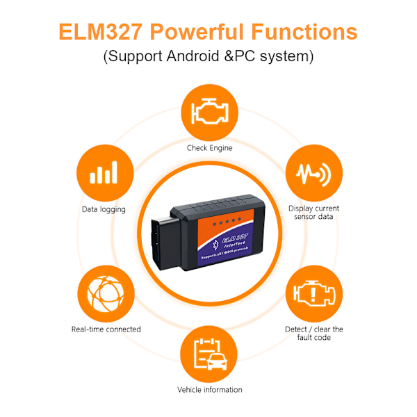 ELM327 OBD OBD2 Scanner Bluetooth ELM 327 OBD Bildiagnoseværktøj til Android Auto