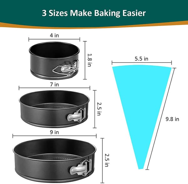 Kakeformsett, non-stick rund bakeform med avtakbar bunn