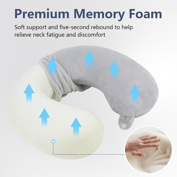 Nackkudde Memory Foam Portabel U-formad Resekudde Cervical Support Kudde (Ljusblå)