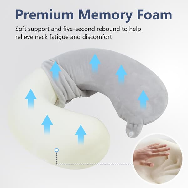 Nackkudde Memory Foam Portabel U-formad Resekudde Cervical Support Kudde (Ljusrosa)