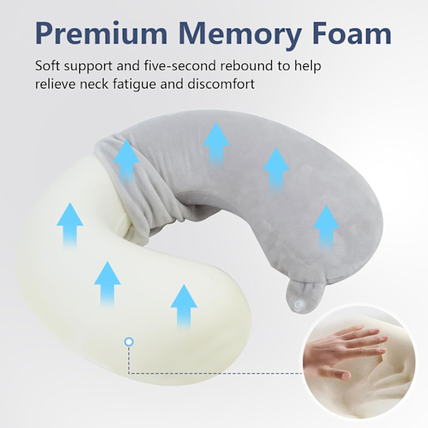 Nackkudde Memory Foam Portabel U-formad Resekudde Cervical Support Kudde (Mörkbrun)