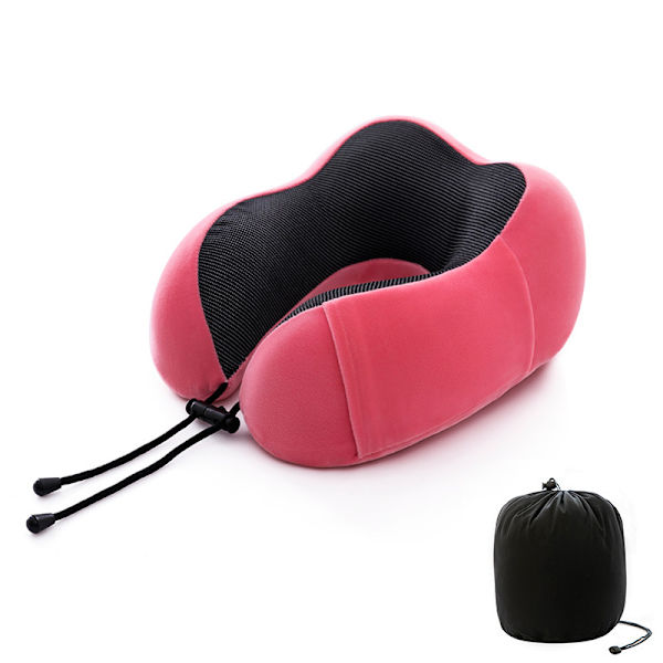 Nackkudde Memory Foam Portabel Komfort U-formad Nackskydd Resekudde Röd