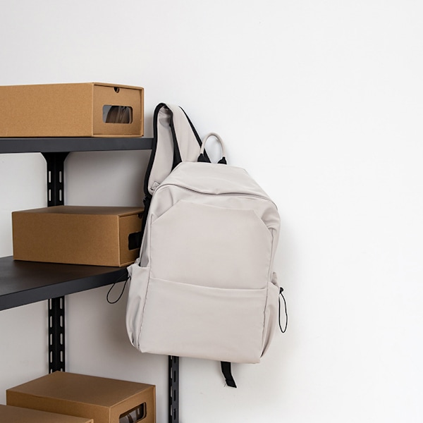 Skolesekk Vanntett Casual Lett Reise Ryggsekk Dagstursekk Ryggsekker for Gutter Jenter Tenåringer Off-white