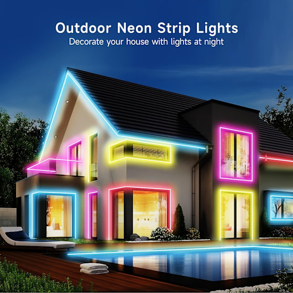 LED Neon Lys IP65 Silikone Fleksibel 18M Med Fjernbetjening App Kontrol