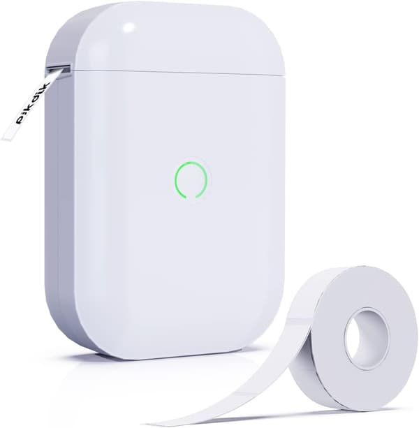 Bluetooth termisk skriver med 1 rull etikettpapir Hvit