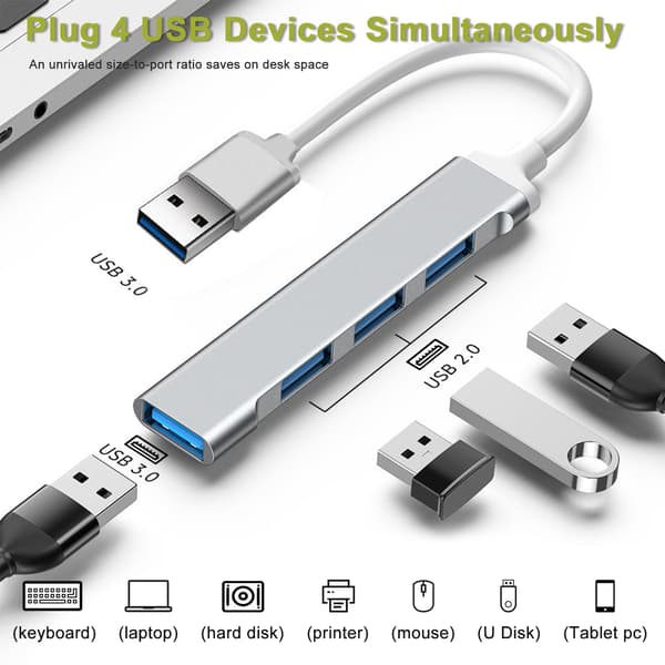 USB 3.0 Hub 4 i 1 USB Port Hub Splitter 5Gbps Dataöverföringsadapter för Laptop Xbox