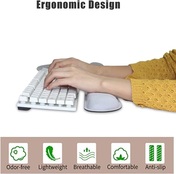 Ergonomisk tastatur musematte gel håndleddsstøtte grå