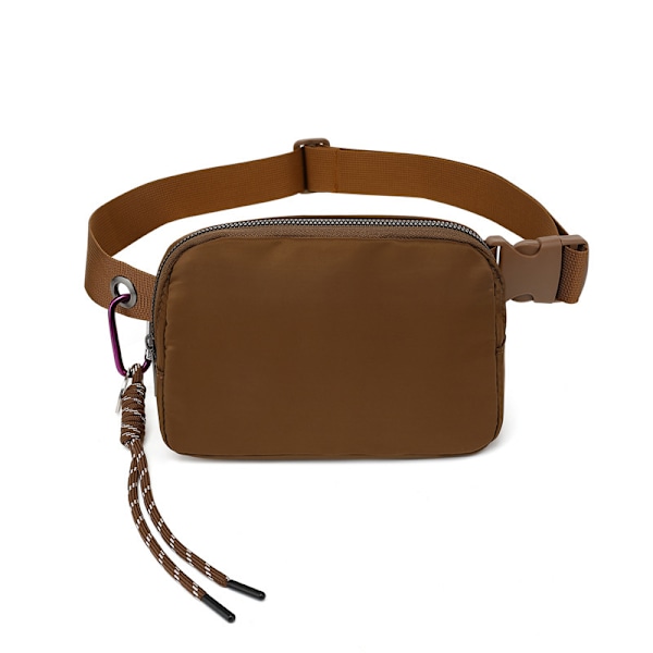 Unisex Mini Bältesväska med Justerbar Rem Liten Magväska för Träning Löpning Resor Vandring Brun