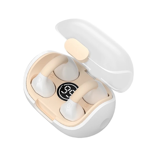True Wireless Bluetooth Hörlurar M8 dubbla öron digital display med laddningsfack Vit
